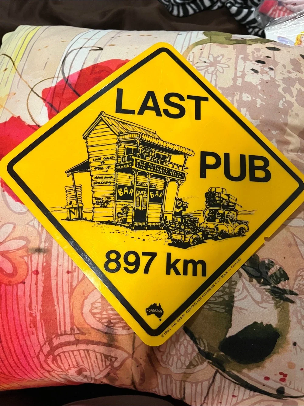 Yellow Road Sign Wall Decor - Retro Bar Graphic